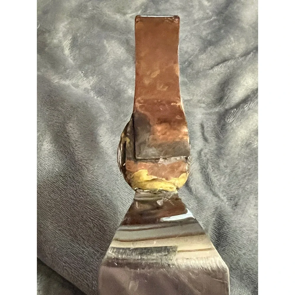 Vintage Brutalist Mixed Metal Brass Copper Spatula Server 6